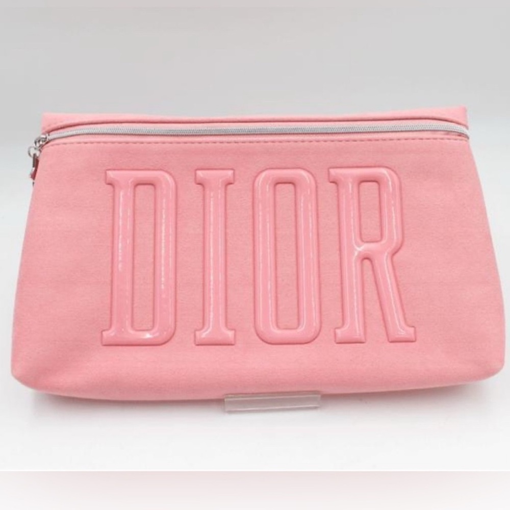Christian Dior Authentic TROUSSE Pouch Pink 
Suede Silver hardware